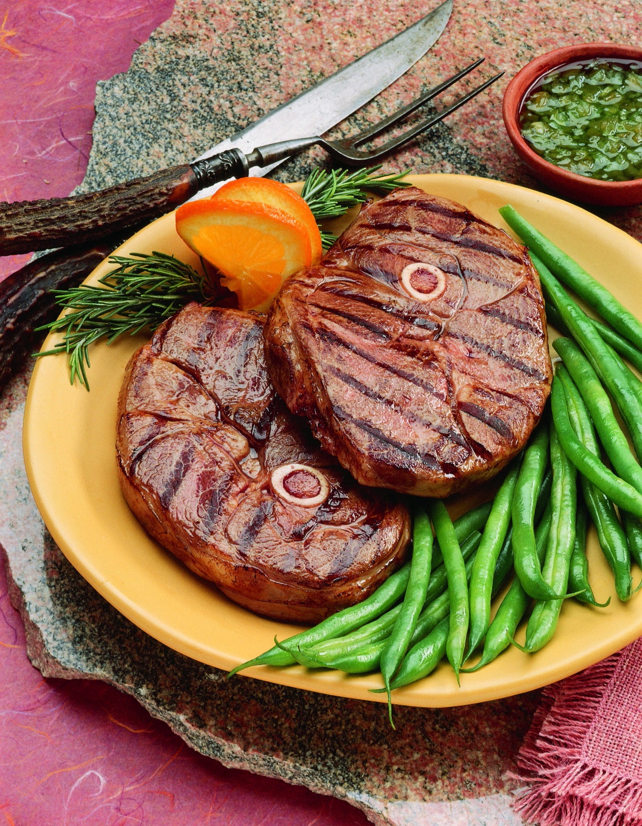 Lamb Steaks with Mint Chutney