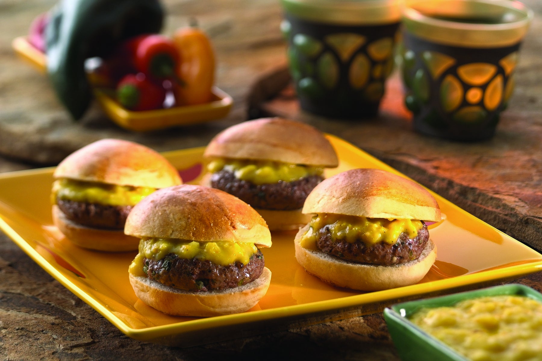American Lamburgers with Golden Tomato-Mango Ketchup