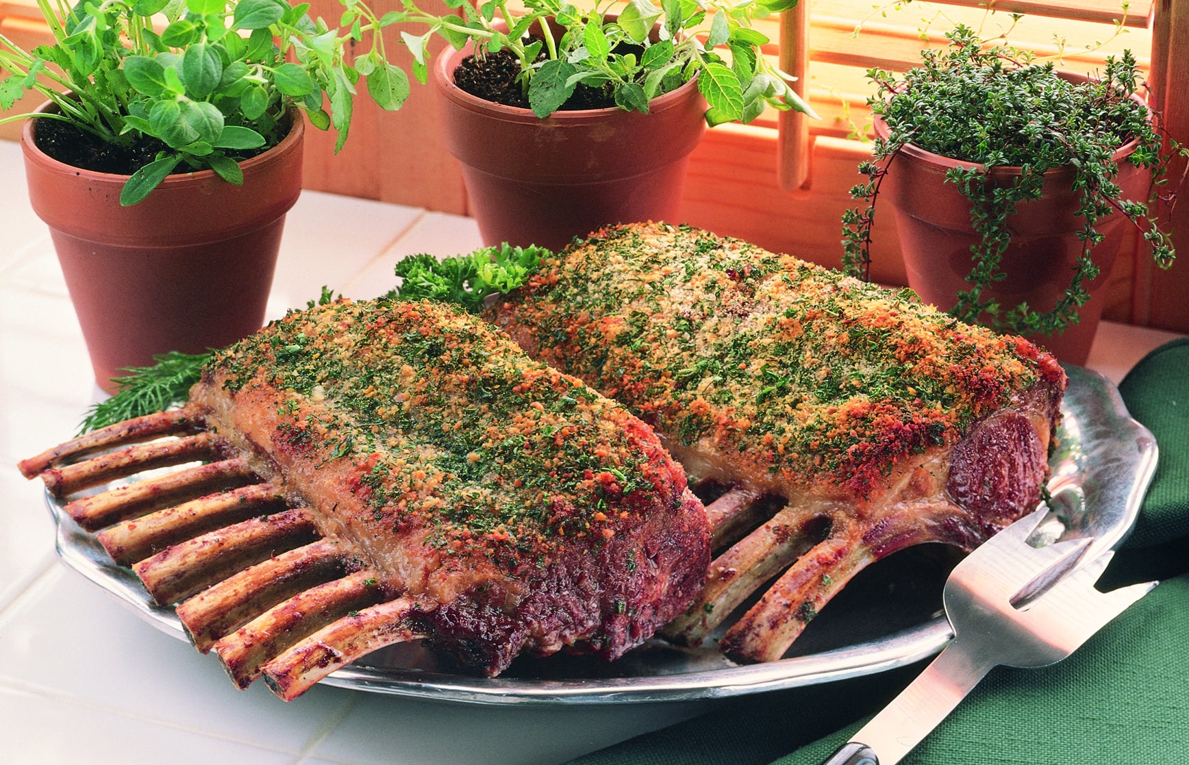 Herb-Crusted Racks of Lamb