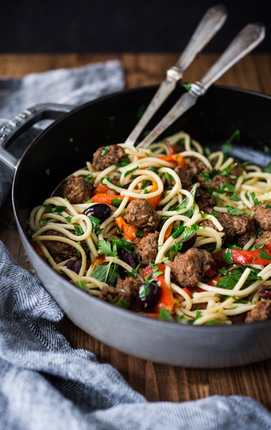 Spicy Lamb Merquez Sausage with Bucatini Pasta